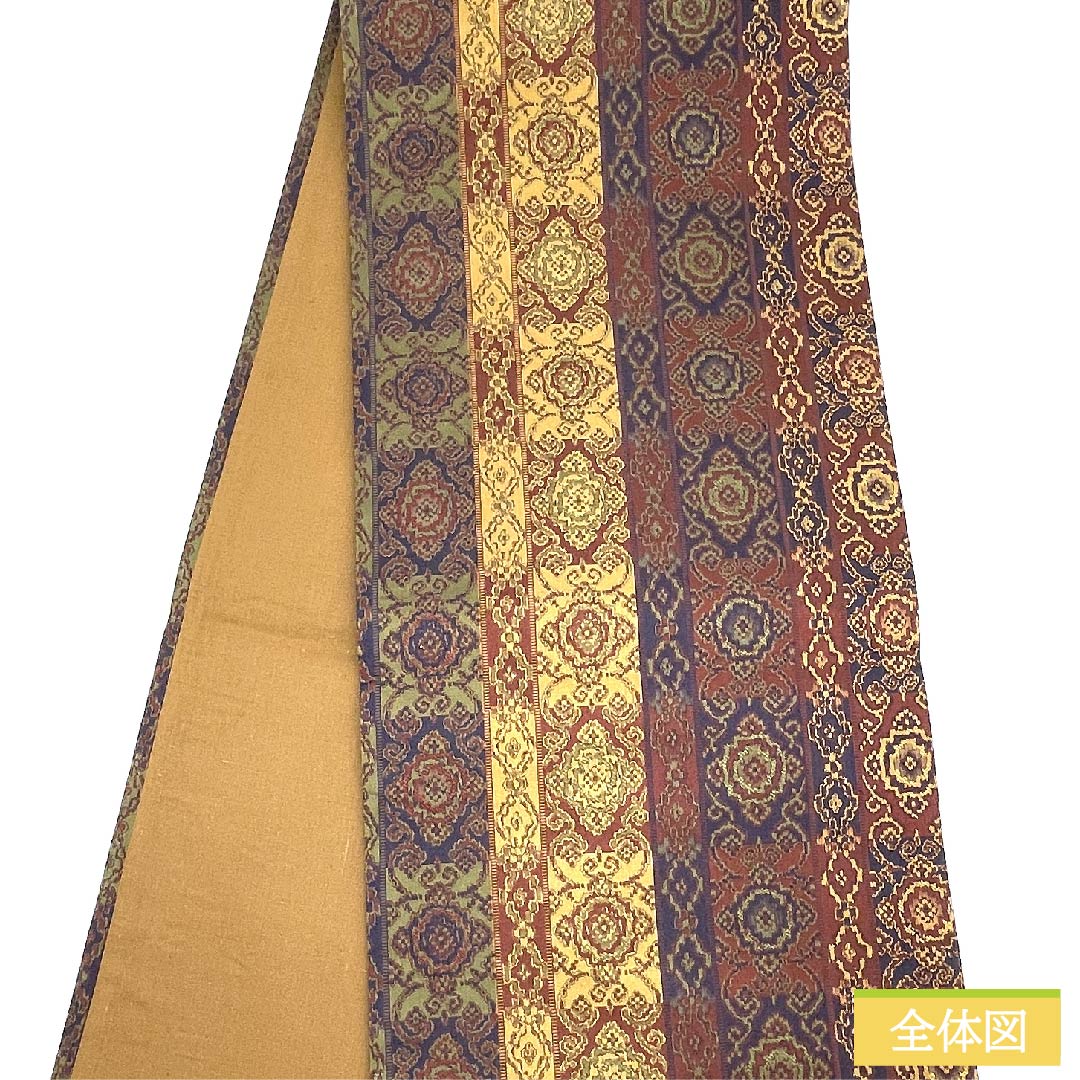 名古屋帯 小豆茶色 紹巴織 古典柄 正倉院文様 帯丈358cm 正絹 Sランク 全通 カジュアル 茶系 1124005322314 開き仕立て