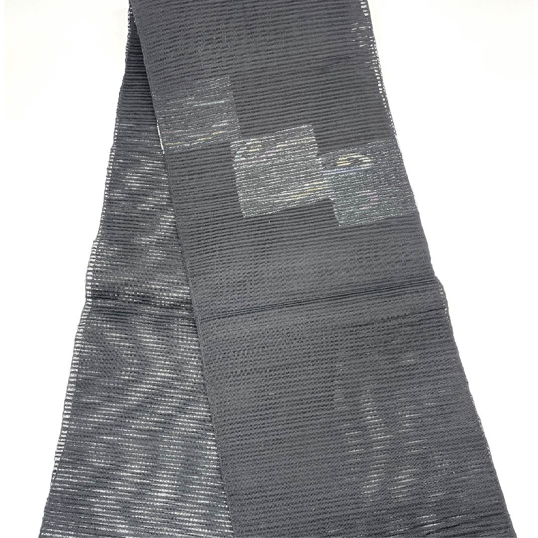 名古屋帯 黒色 夏帯 絽 四角 抽象模様 帯丈364cm 正絹 Aランク ポイント柄 セミフォーマル 黒系 1124004183310 開き仕立て