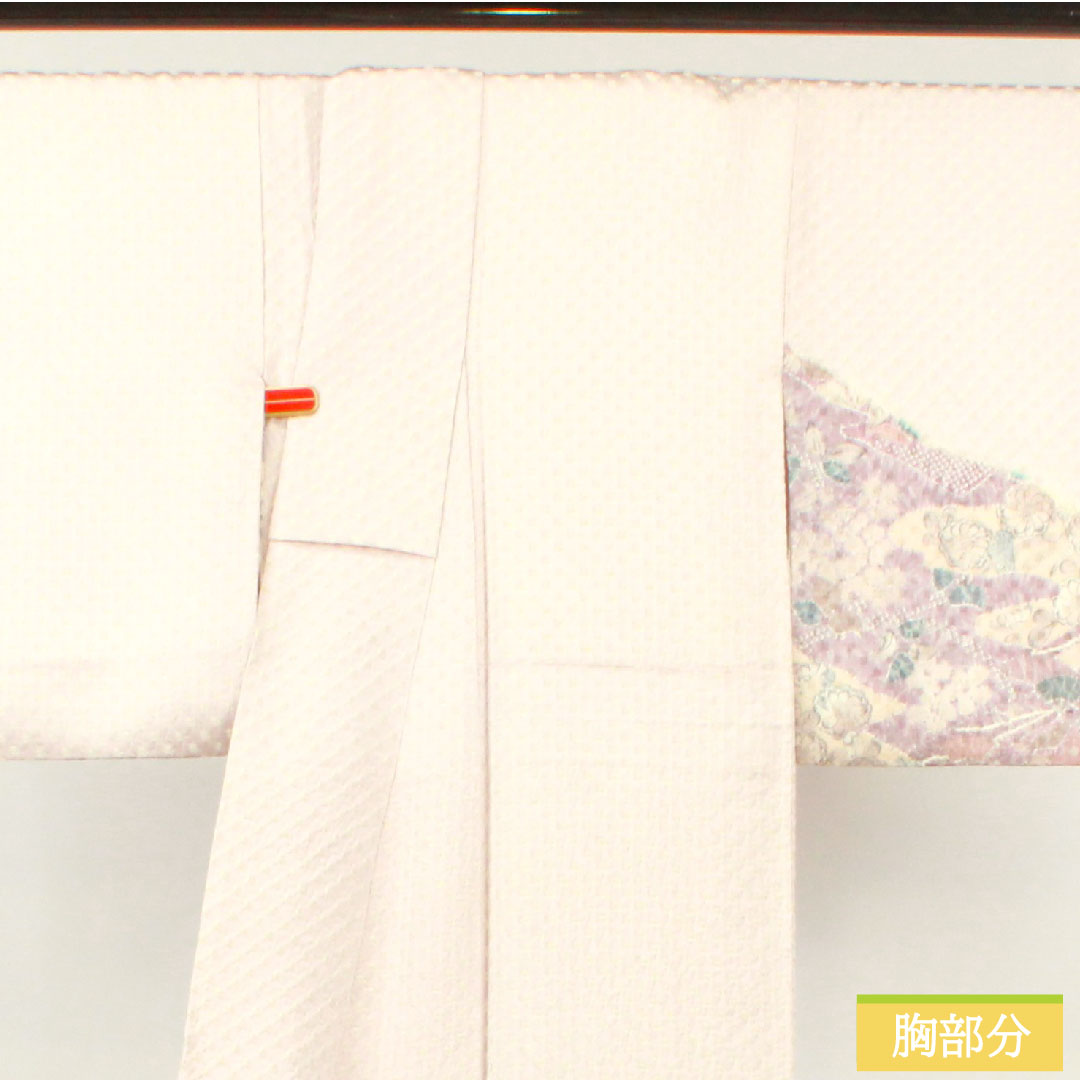 訪問着 正絹 袷 身丈159.5cm 裄丈63cm 桜色 絞り 辻ヶ花 Aランク 紫系 1112004113320