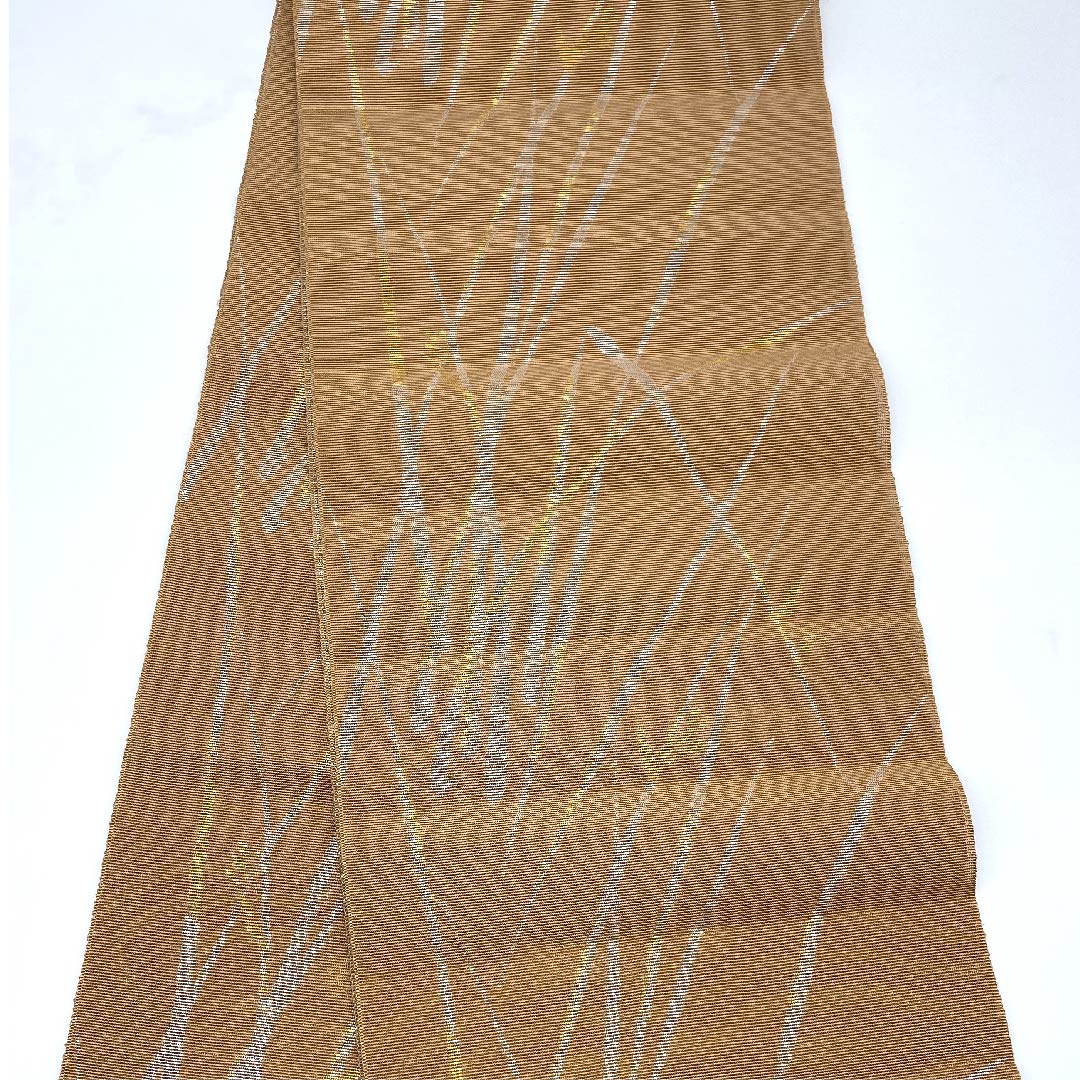 Nagoya obi, gold, summer obi, silk, abstract pattern, obi length 398cm, pure silk, A rank, full length, semi-formal, gold, 1124004463321, open style