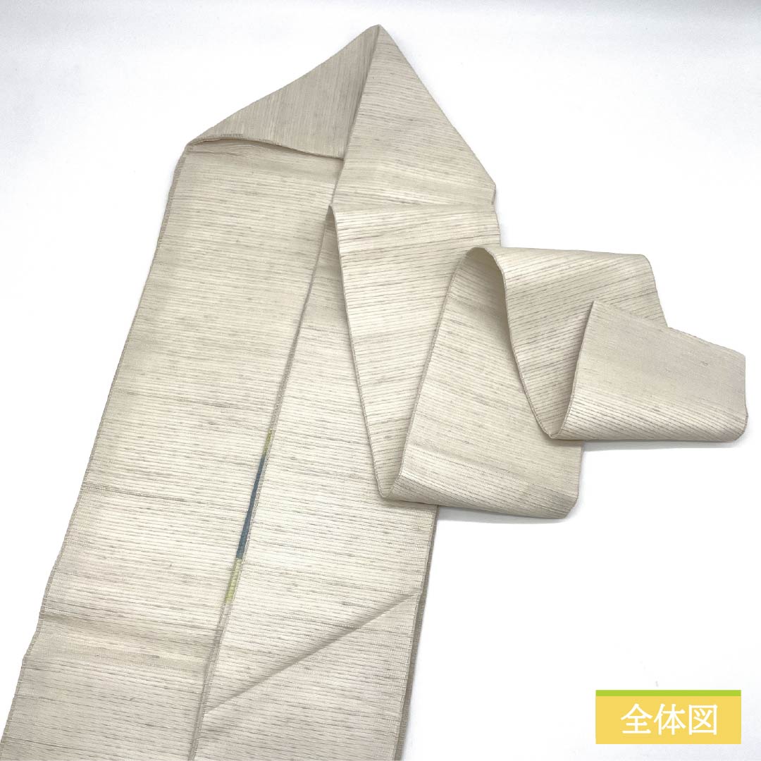 名古屋帯 正絹 胡粉色(ごふんいろ) 染め帯 にんじん 夏帯 帯丈368cm Sランク ポイント柄 カジュアル 白系 1124006842311 名古屋仕立て