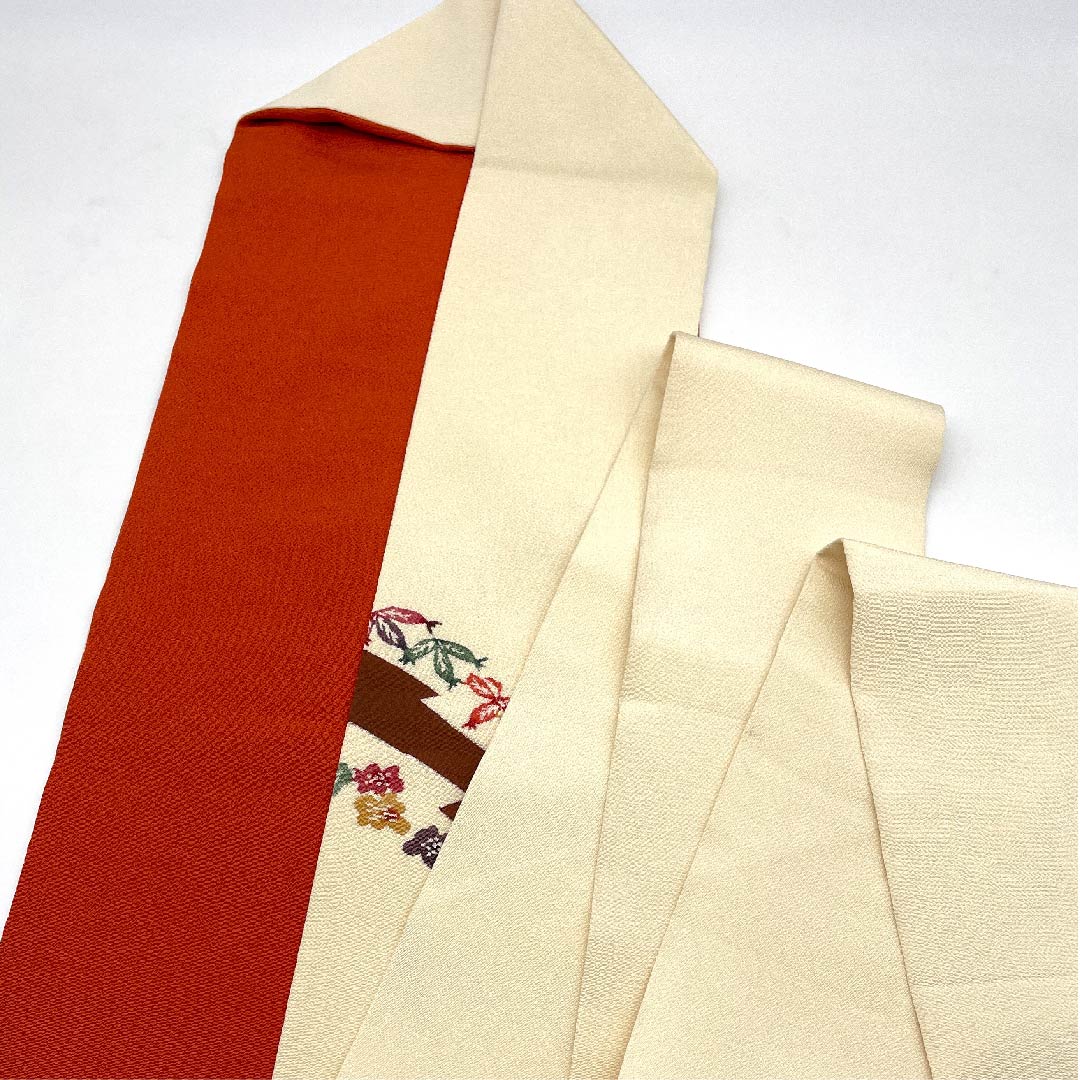 名古屋帯 生成り色 型染 草花模様 帯丈359cm 正絹 Aランク ポイント柄 カジュアル クリーム系 1124003623315 名古屋仕立て