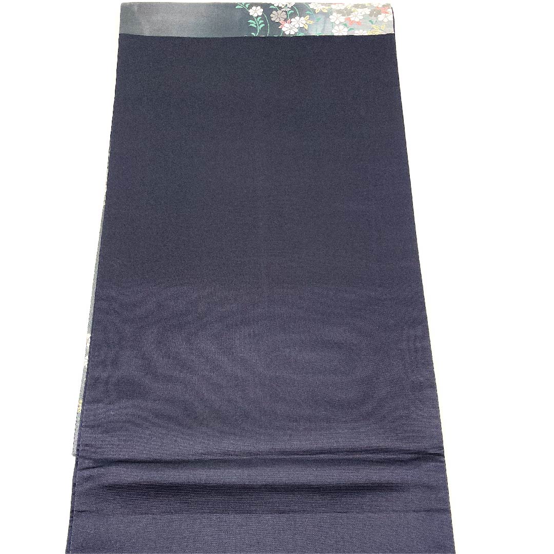 袋帯 熨斗目色(のしめいろ) 桜 鶴 流水 帯丈430cm 正絹 Aランク 六通 フォーマル グレー系 1123002923322