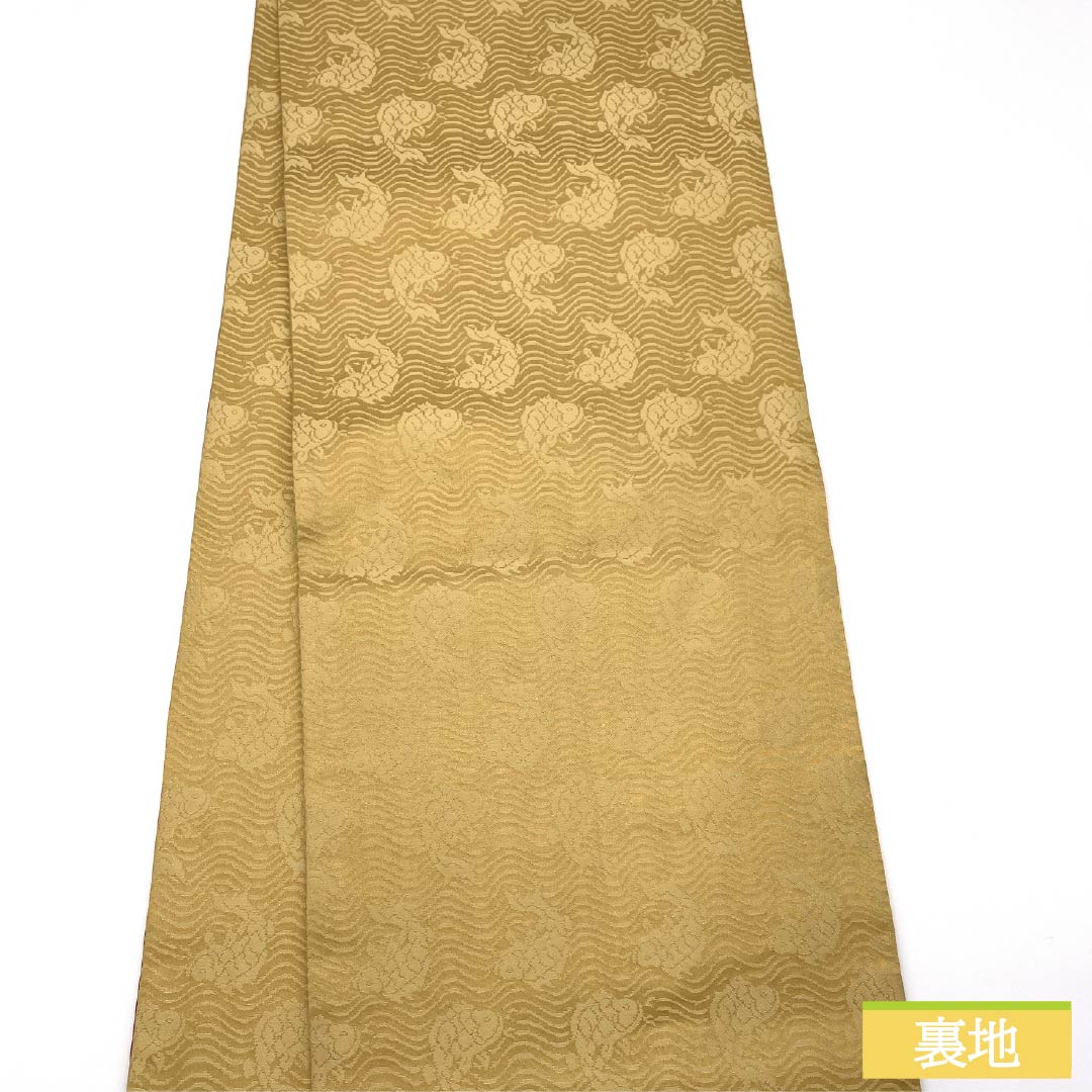 袋帯 正絹 麦藁色(むぎわらいろ) 切りばめ 花兎 荒磯 七宝 帯丈426cm Sランク ポイント柄 セミフォーマル ベージュ系 1123014922325袋帯 正絹 麦藁色(むぎわらいろ) 切りばめ 花兎 荒磯 七宝 帯丈426cm Sランク ポイント柄 セミフォーマル ベージュ系 1123014922325