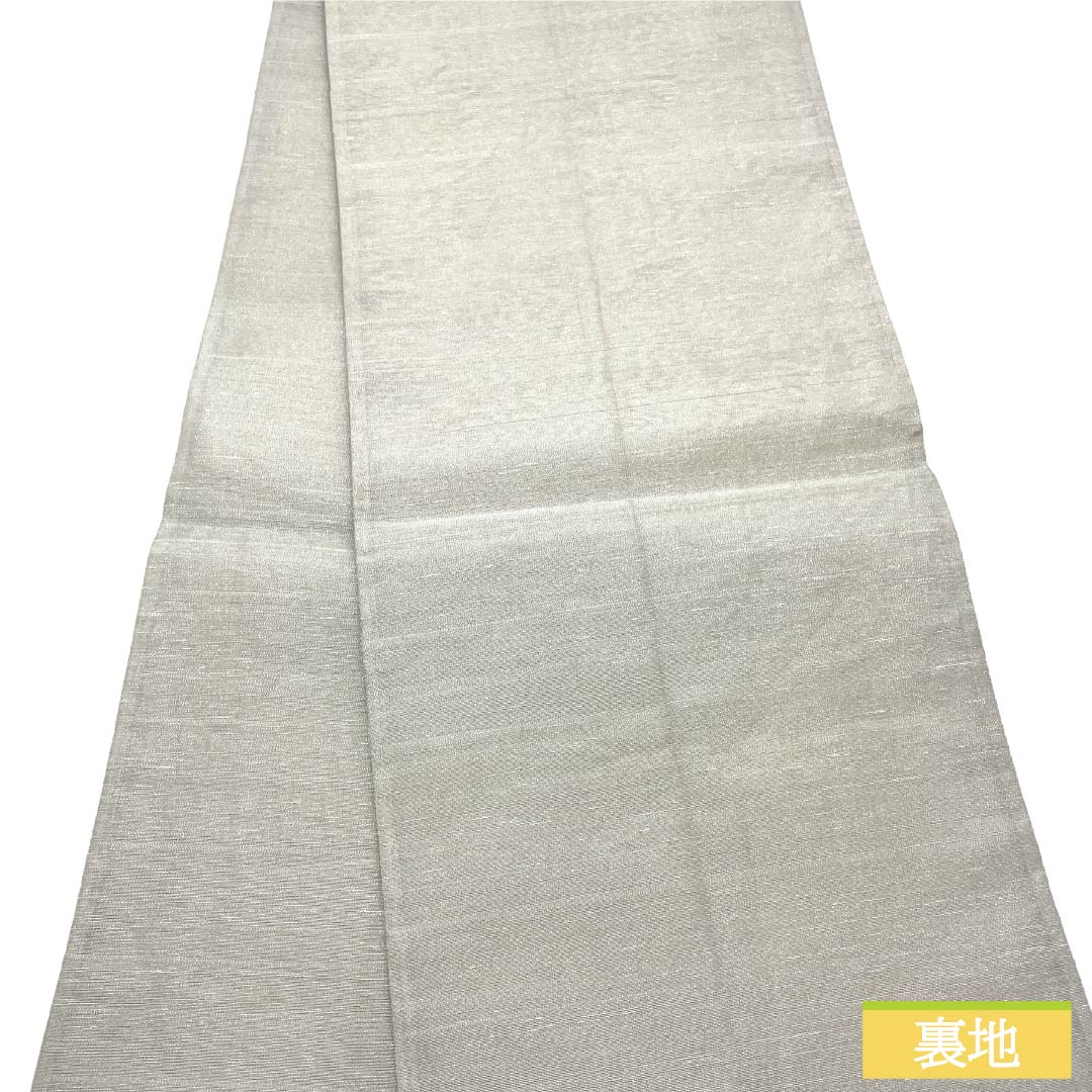 袋帯 正絹 Aランク 夏帯 抽象模様 帯丈438cm ポイント柄 セミフォーマル 銀系 1123018303322