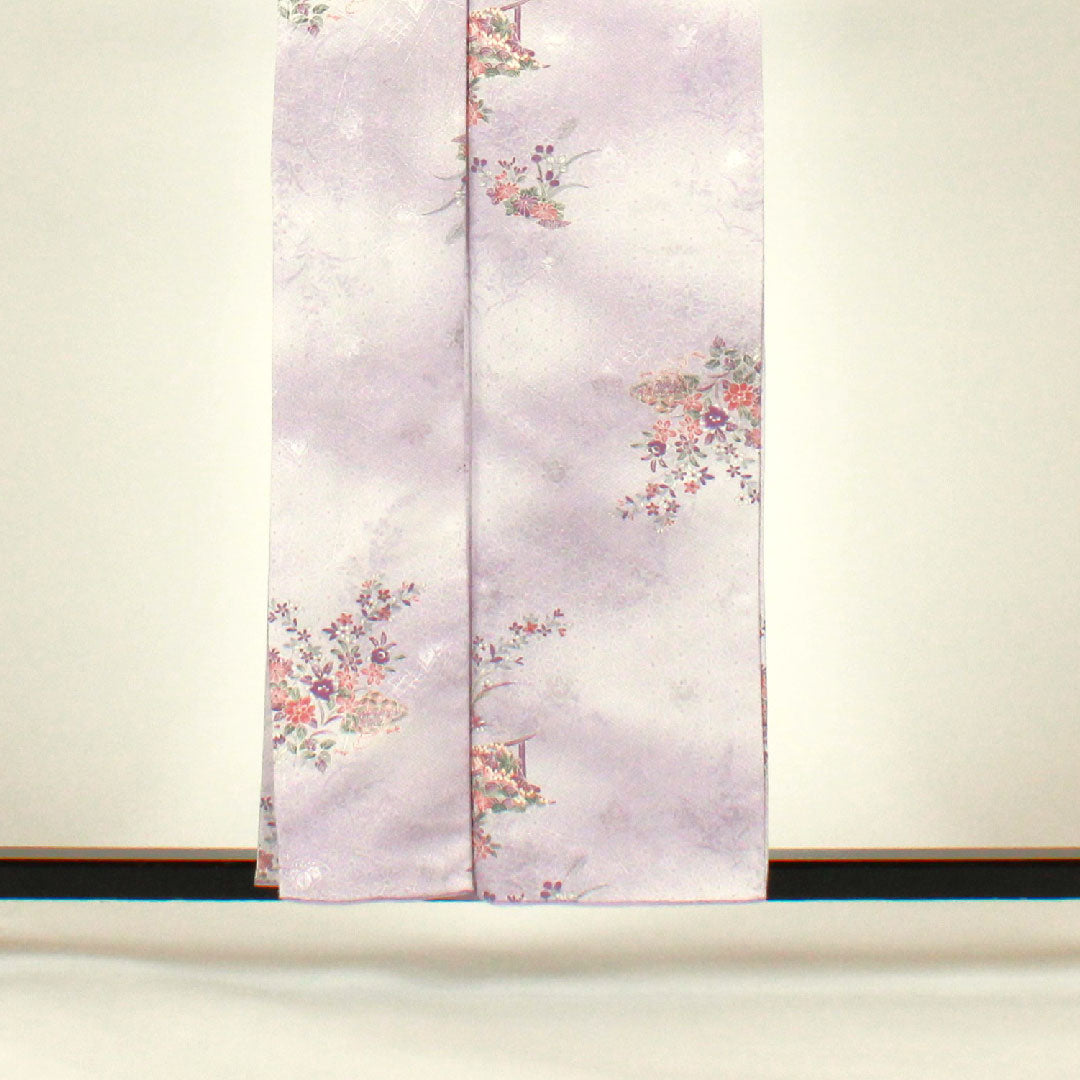 小紋 身丈158cm 裄丈65cm 袷 古典柄 洗える着物 ポリ Aランク 紫系 1115000983320