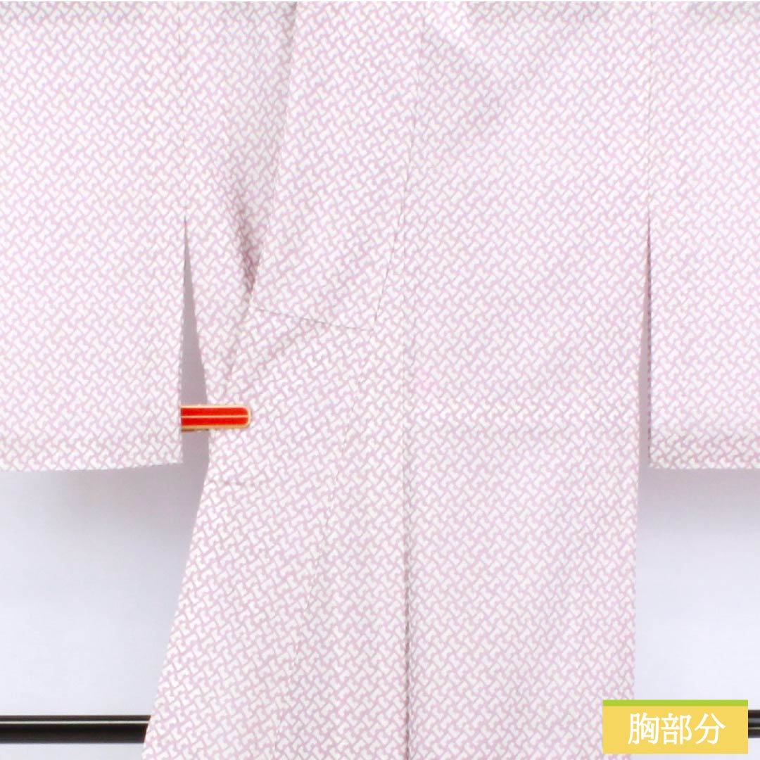 夏物 ポリエステル 小紋 身丈148.5cm 裄丈61cm 半色(はしたいろ) 抽象模様 洗える着物 絽 Aランク 紫系 1132002513120