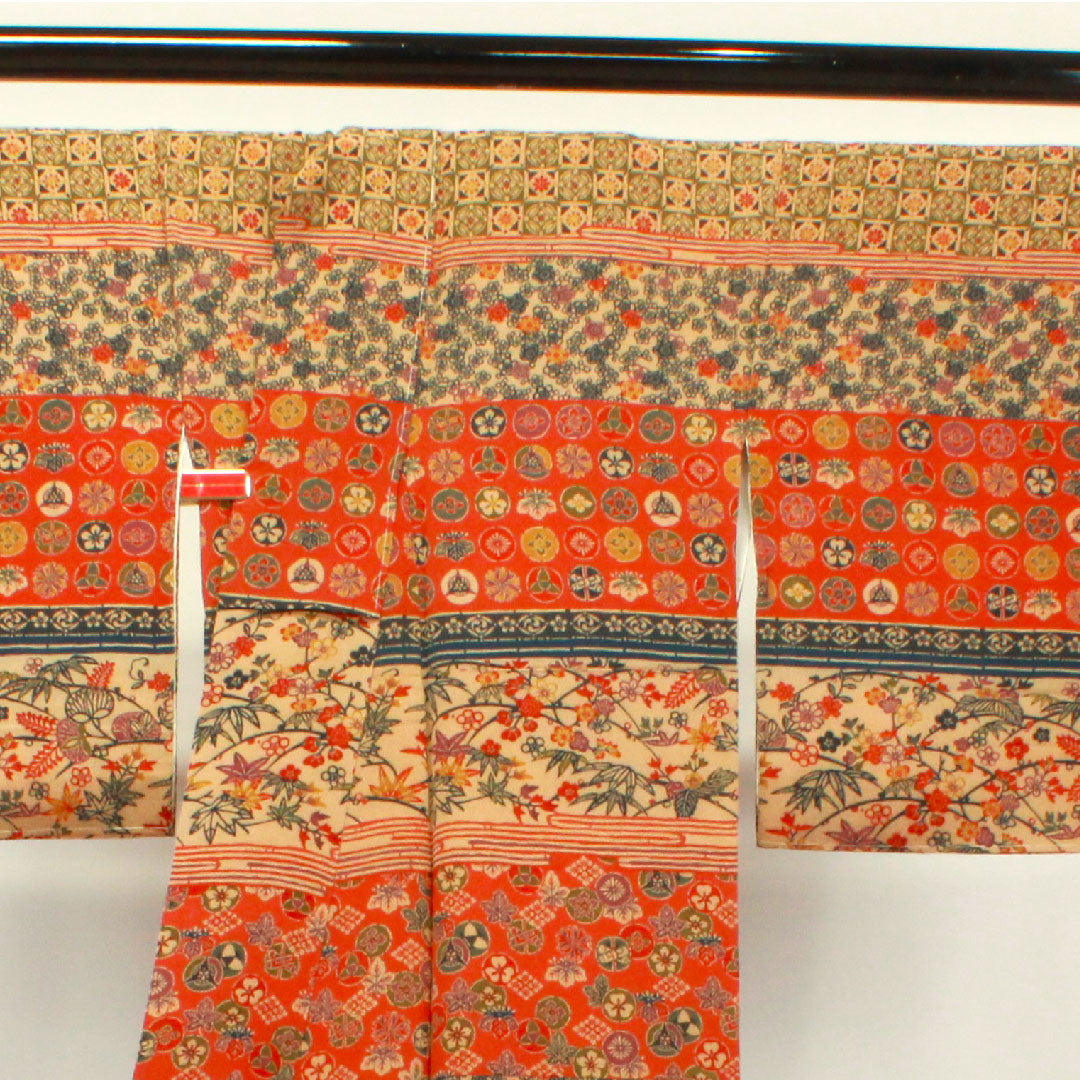 Homongi, pure silk, lined, length 159.5cm, sleeve length 66cm, stencil dyeing, with basting thread, auspicious pattern, A rank, gradation style, 1112003203399