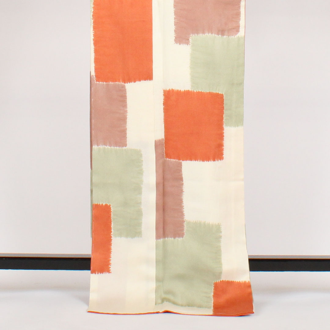 小紋 身丈171.5cm 裄丈66cm 袷 オシャレ小紋 正絹 Aランク クリーム系 1115000153515