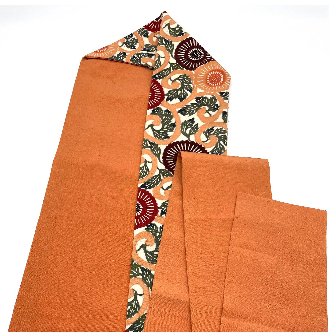 名古屋帯 生成り色 型染 花唐草 帯丈325cm 正絹 Sランク 全通 カジュアル 白系 1124003602311 名古屋仕立て