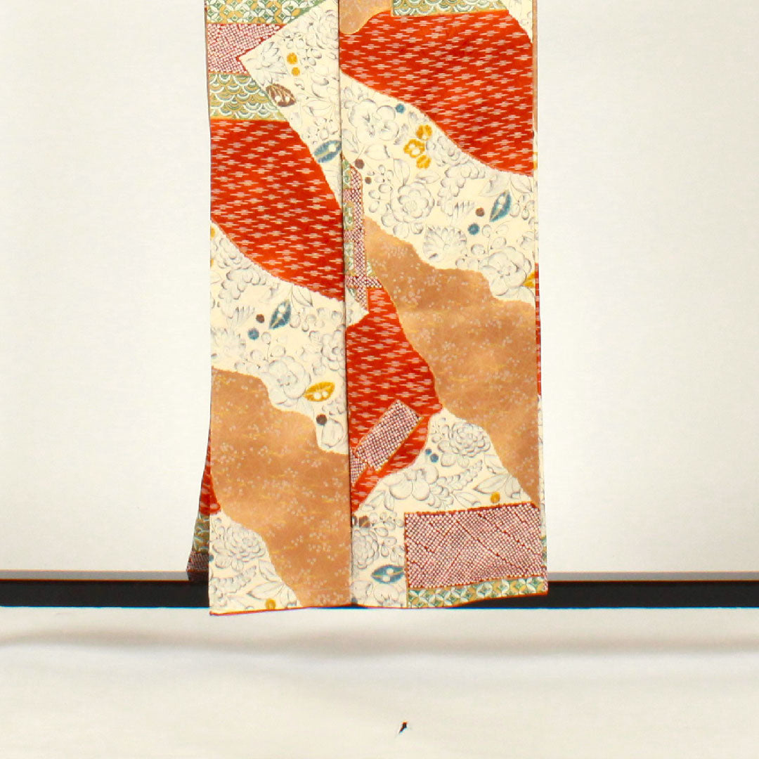 小紋 身丈157cm 裄丈65.5cm 袷 辻ヶ花 七宝 染疋田 正絹 Aランク クリーム系 1115001993315