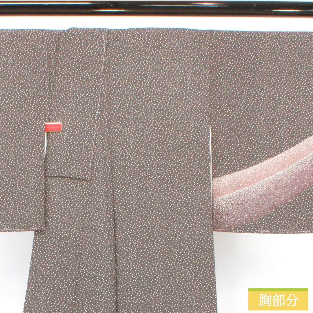 Homongi, pure silk, lined, length 164.5cm, sleeve length 66.5cm, dark brown, cherry blossom petals, Edo Komon, basting thread included, unused, S rank, brown, 1112004662414