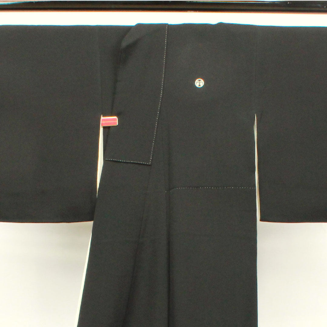 黒留袖 身丈159.5cm 裄丈63cm 袷 京友禅 吉祥文様 丸に並び瓶子 正絹 Aランク 五つ紋 黒系 1111000843310