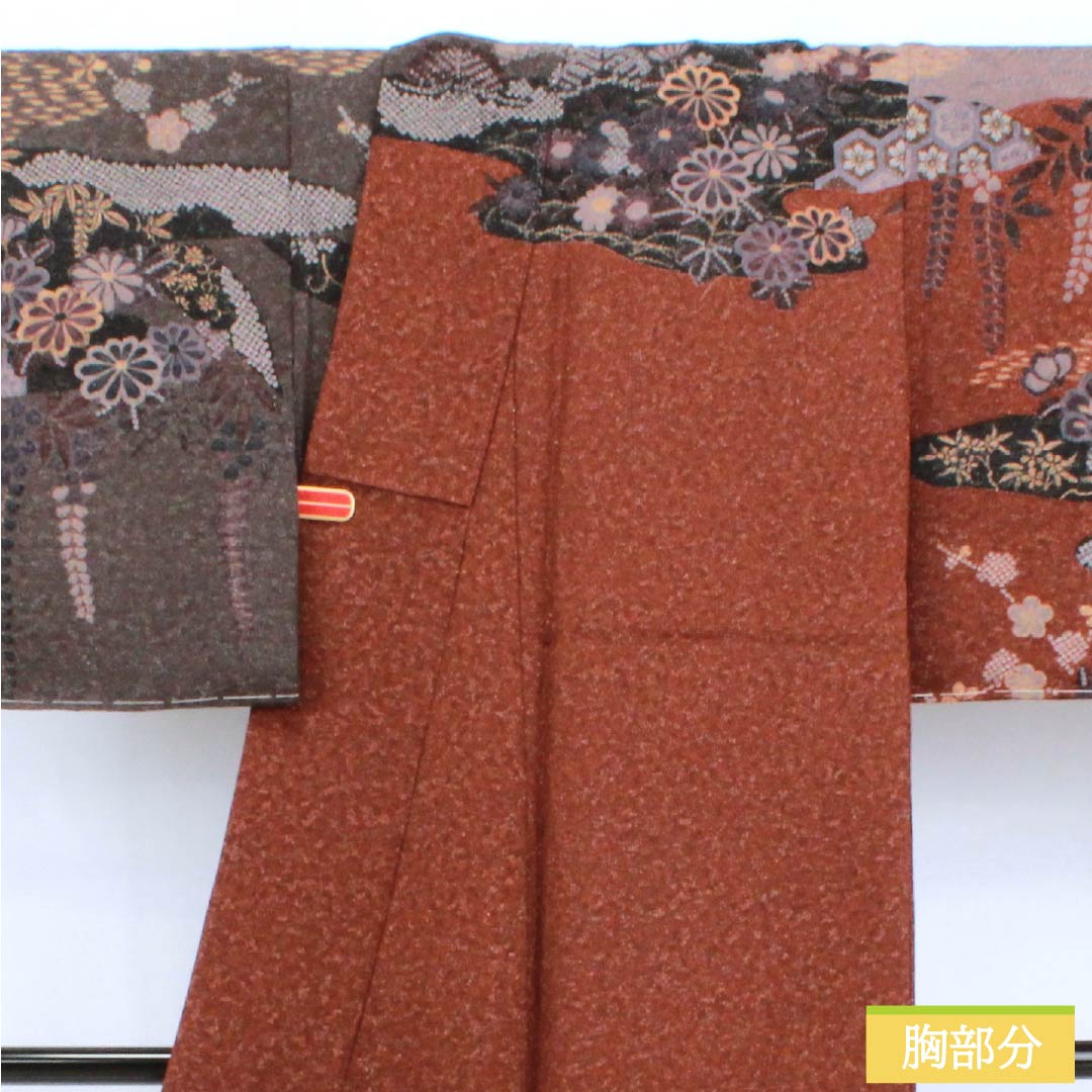 Hōmongi (silk, S rank, lined, length 153cm,裄丈63cm) - Kishizumiiro, Shuan-iro, Kyo-Yuzen, Shibori, Gin-Tōshi, classic pattern, multi-color. Product number: 1112007702228