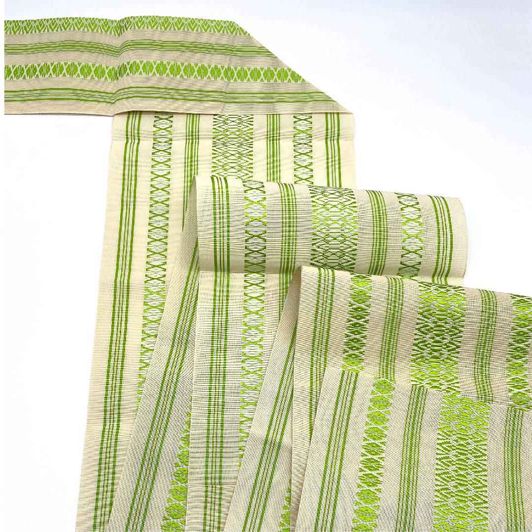 Nagoya obi, off-white, summer obi, gauze, Kenjo pattern, gauze pattern, obi length 356cm, pure silk, S rank, full length, casual, cream color, 1124004452315, Matsuba style