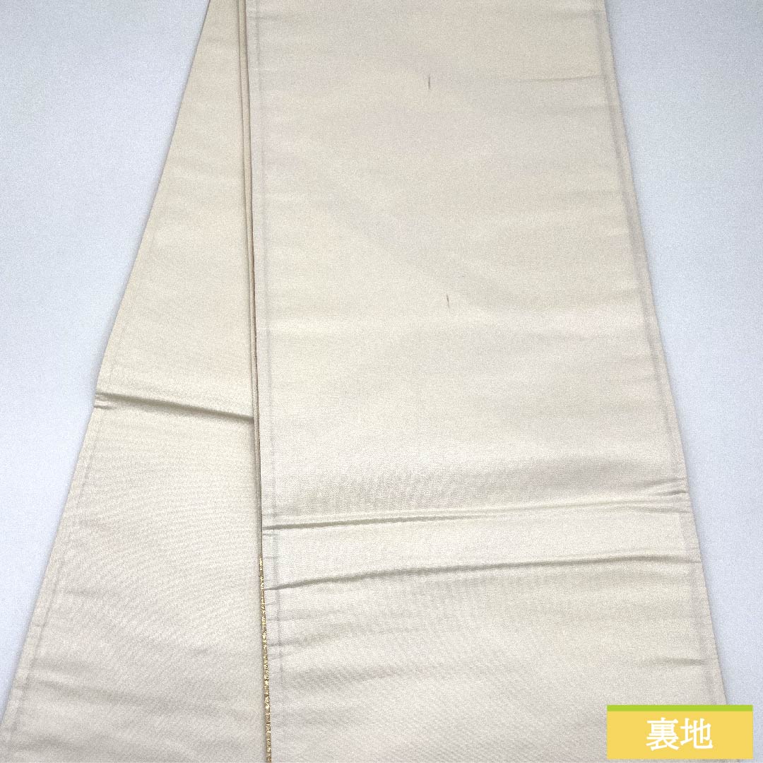 袋帯 砥粉色(とのこいろ) 花菱 帯丈418cm 正絹 Aランク 六通 フォーマル 金系 1123010013321