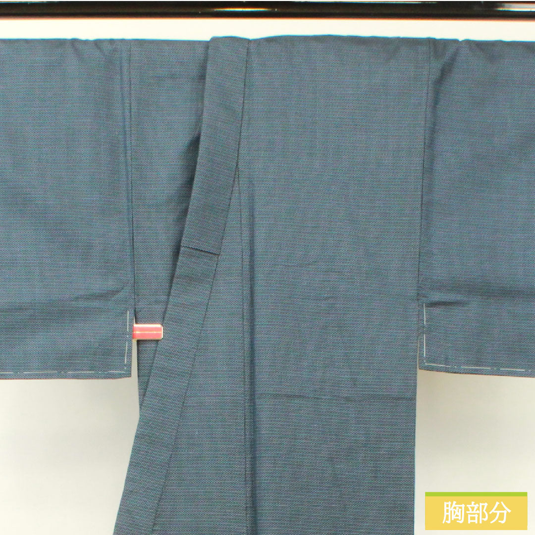 男物 正絹 身丈145cm 裄丈70.5cm 大島紬 亀甲模様 しつけ糸付き 未使用品 Sランク 袷 紺系 1119000792418