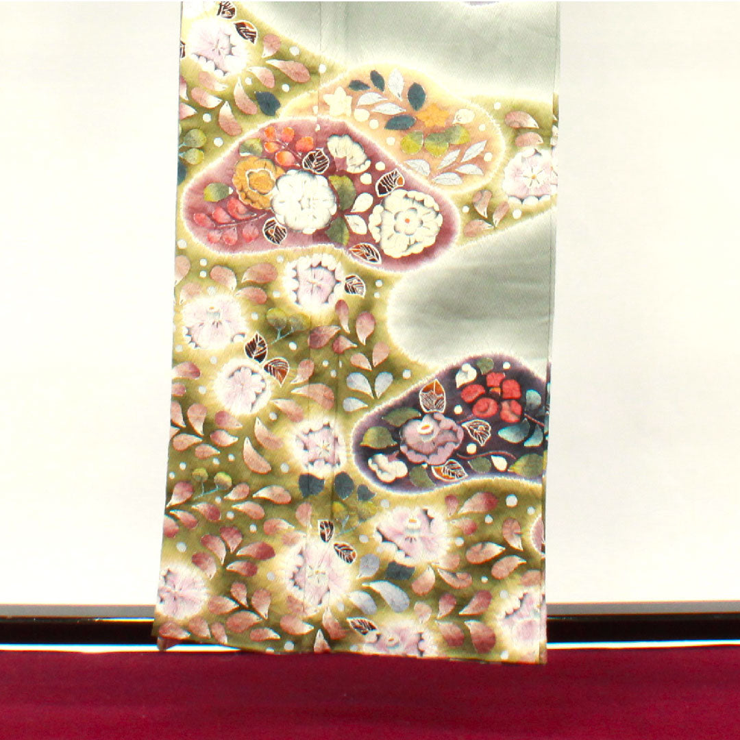 訪問着 袷 身丈159.5cm 裄丈64cm 浅葱鼠色 桐屋翠山工房 辻ヶ花 正絹 Aランク グレー系 1112002113322