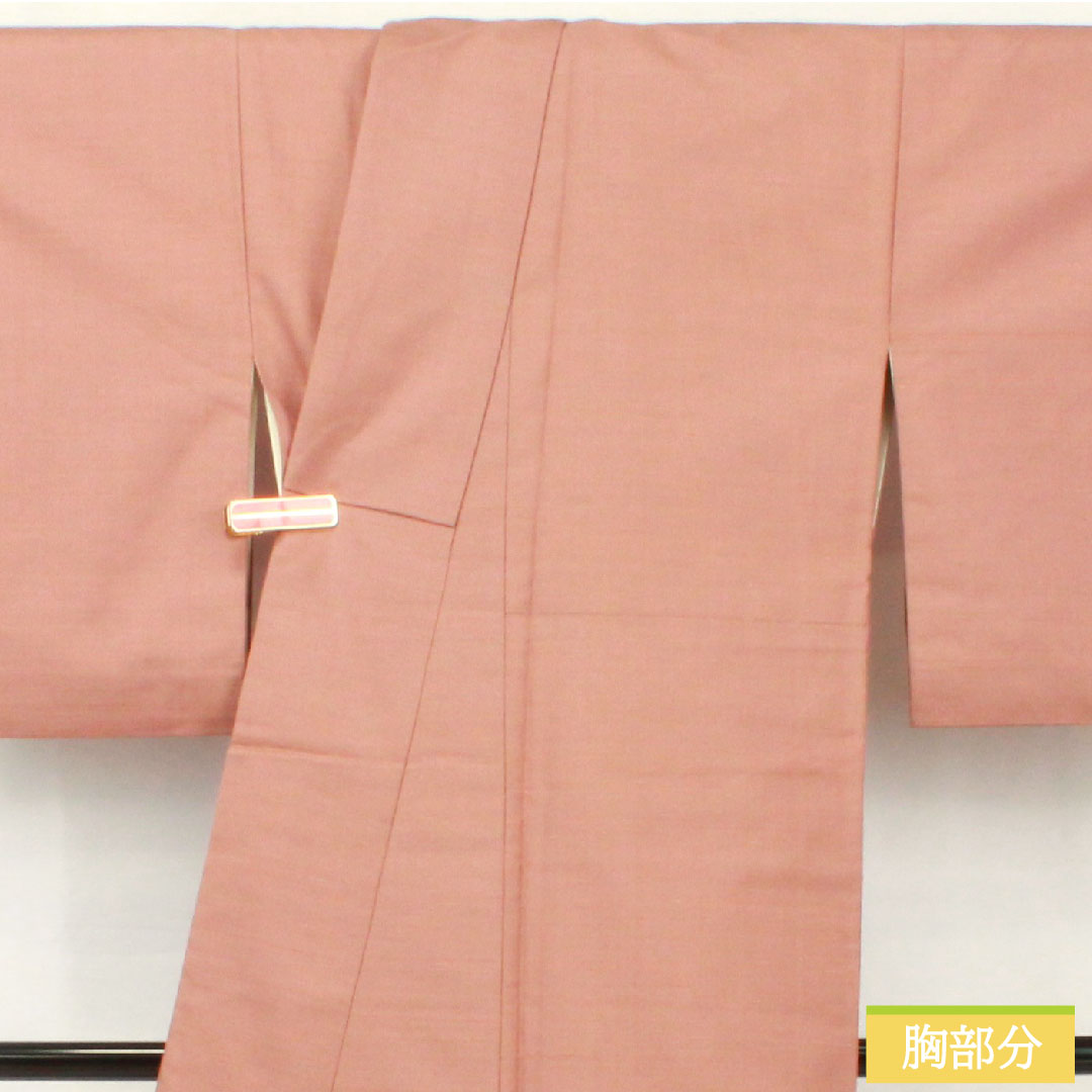 訪問着 正絹 袷 身丈162.5cm 裄丈62.5cm 帯紅色(たいこうしょく) 紬地 一つ紋 丸に角立四ツ目 付下げ Sランク 紫系 1112005572420