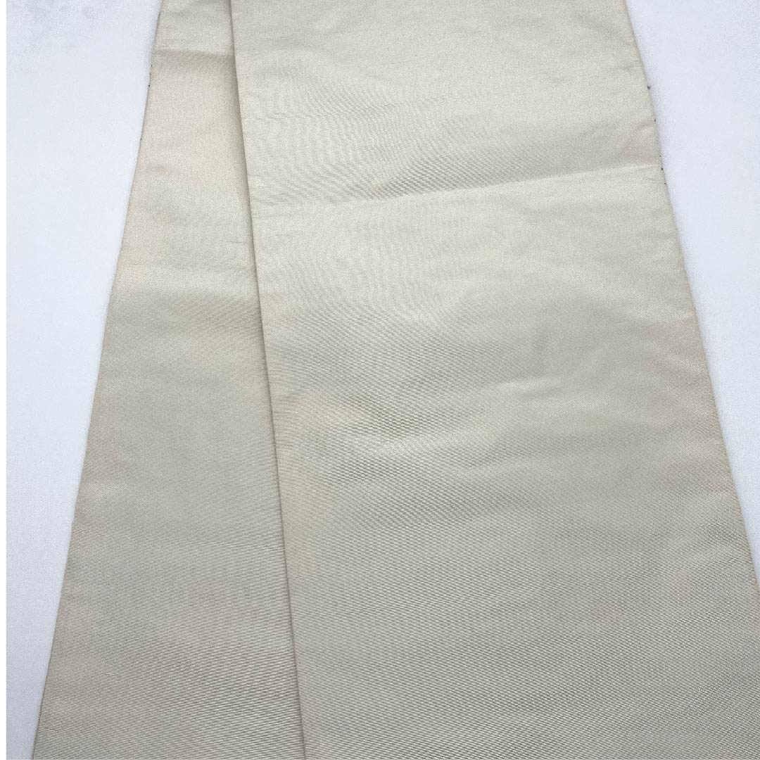 Fukuro Obi (milky white obi) with fish motif, Katsuyama Orimono, obi length 434cm, pure silk, A rank, six-pass, casual, white, 1123008073311