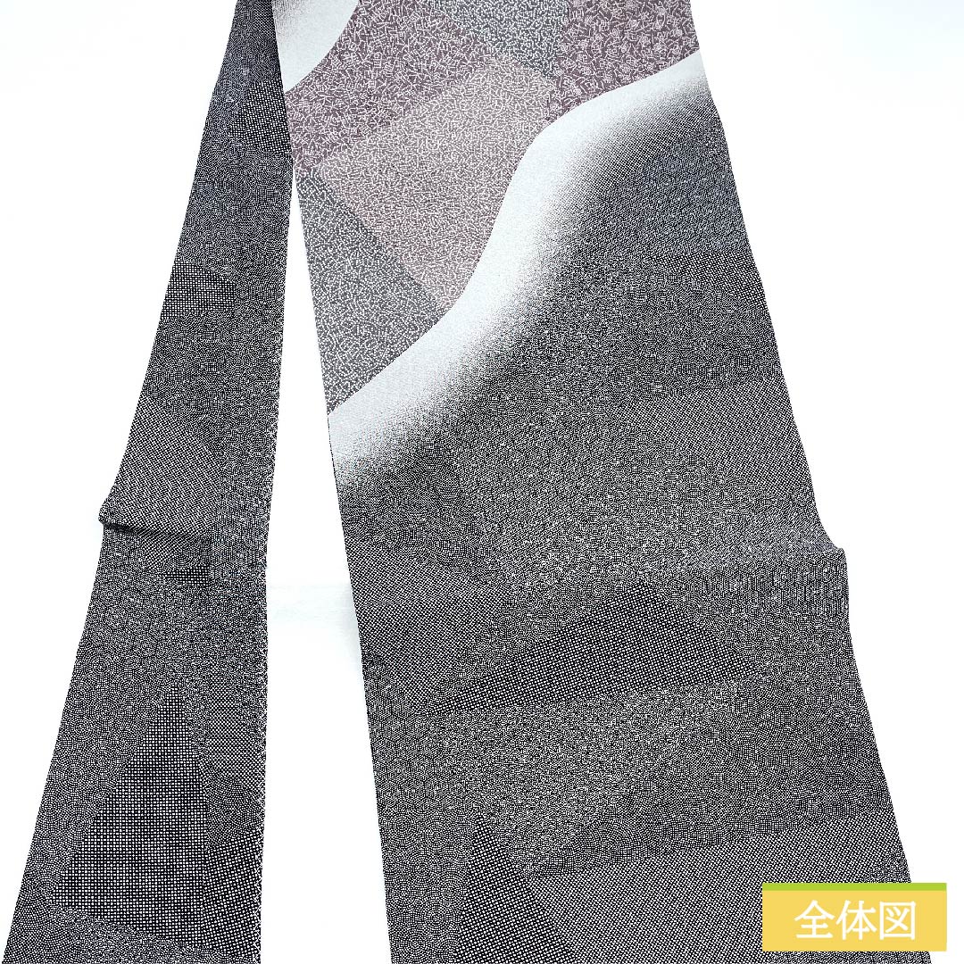 Nagoya obi, black, Edo komon pattern, cut-inlay style, gourd, cloud pattern, obi length 424cm, pure silk, S rank, point pattern, casual, black, 1124005742310, open style