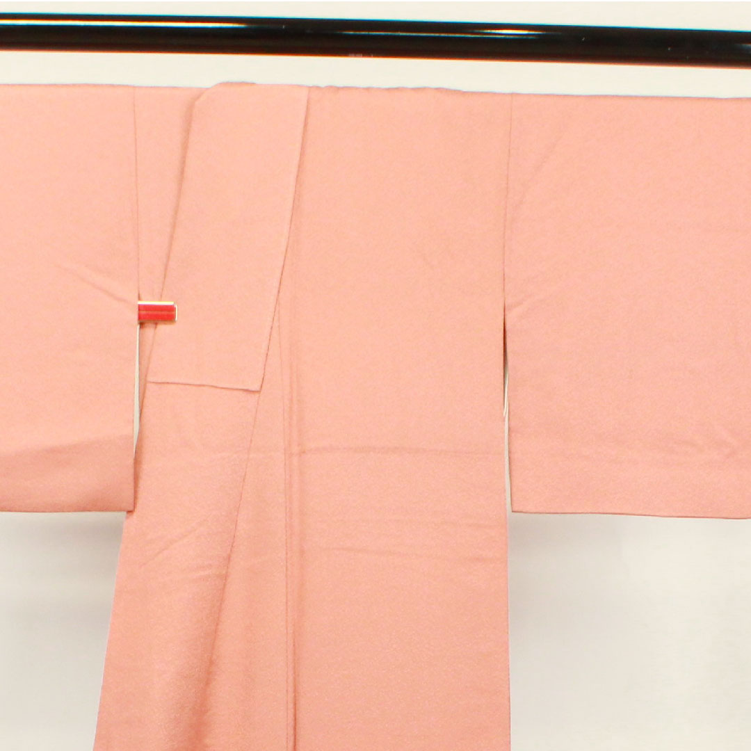 色無地 正絹 桃染色 百貫達雄 加賀友禅 五三桐 身丈158cm 裄丈62.5cm 袷 Aランク ピンク系 1114000953313