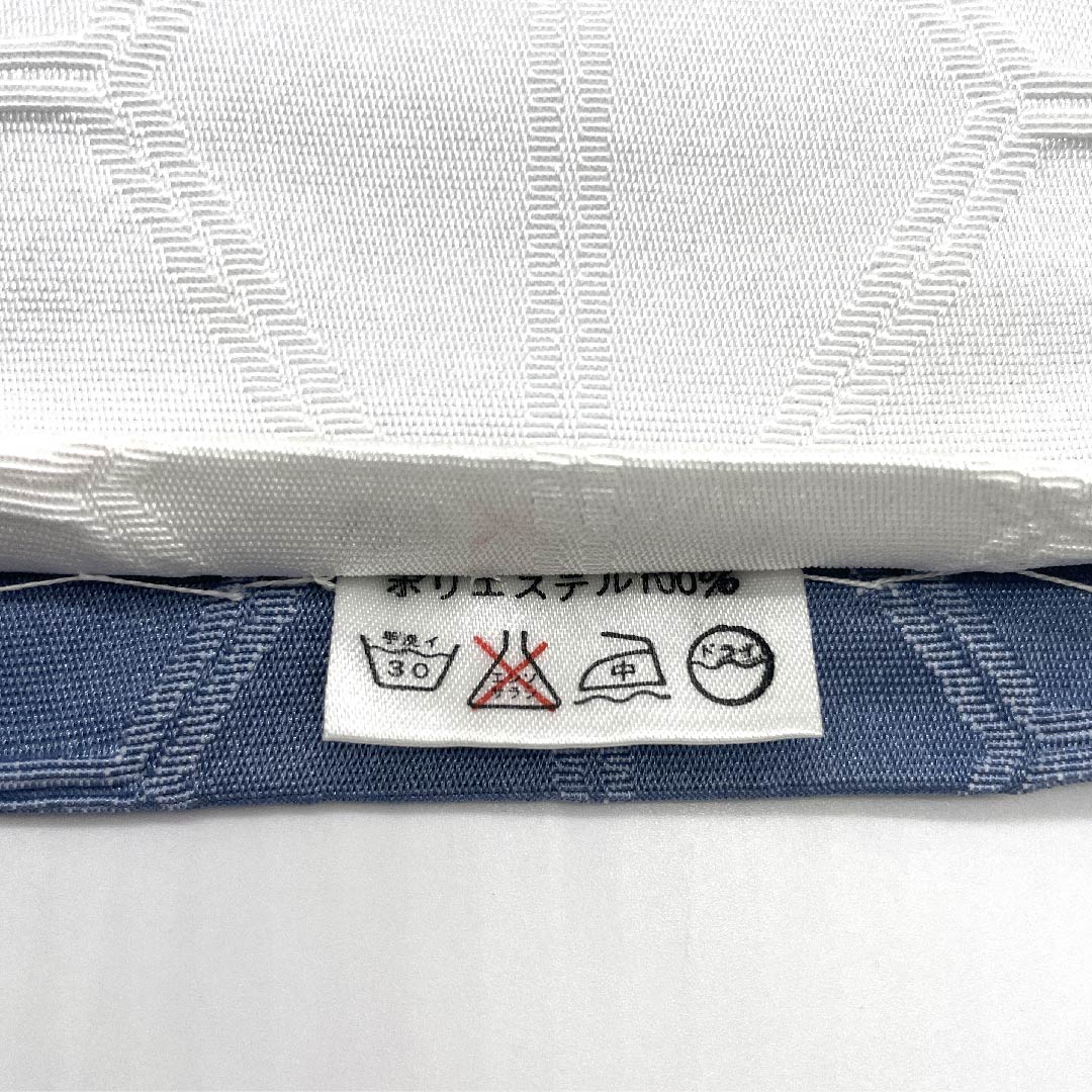 半幅帯 ポリエステル 鉛白色(えんぱくいろ) 青袋鼠色(せいたいねずいろ) 麻の葉 古典柄 リバーシブル 帯丈388cm 白系 Aランク 1125001203311