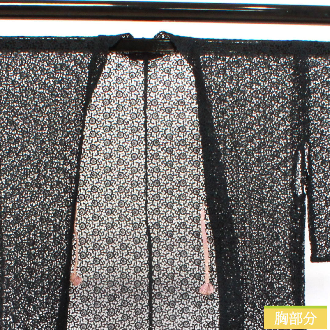 Haori (cotton kimono) Length 74cm Sleeve length 62cm Lace Abstract pattern S rank Single layer Black 1117000752910