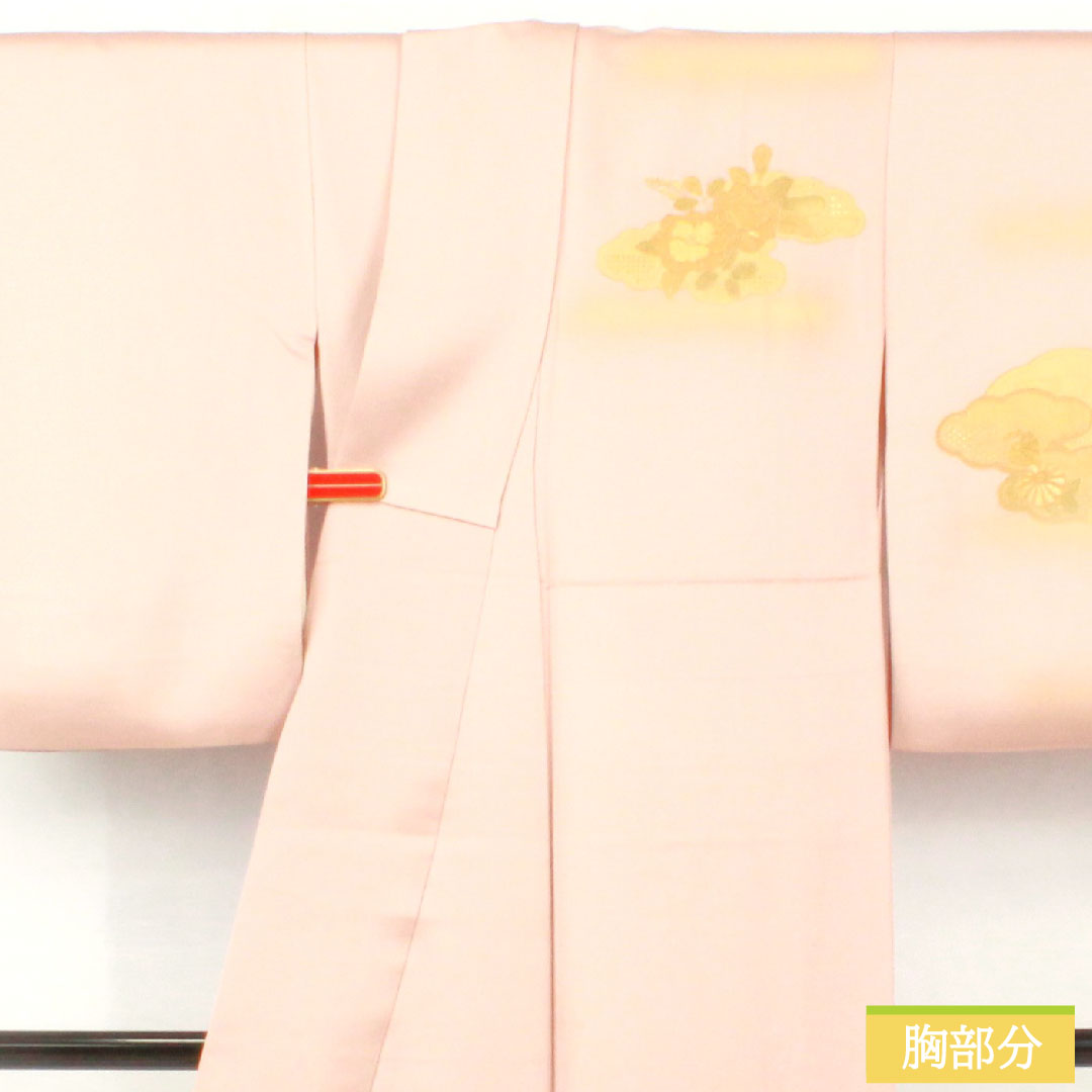 訪問着 正絹 袷 身丈156.5cm 裄丈62.5cm 今様色(いまよういろ) 京友禅 汕頭刺繡 花車 Sランク ピンク系 1112004942313