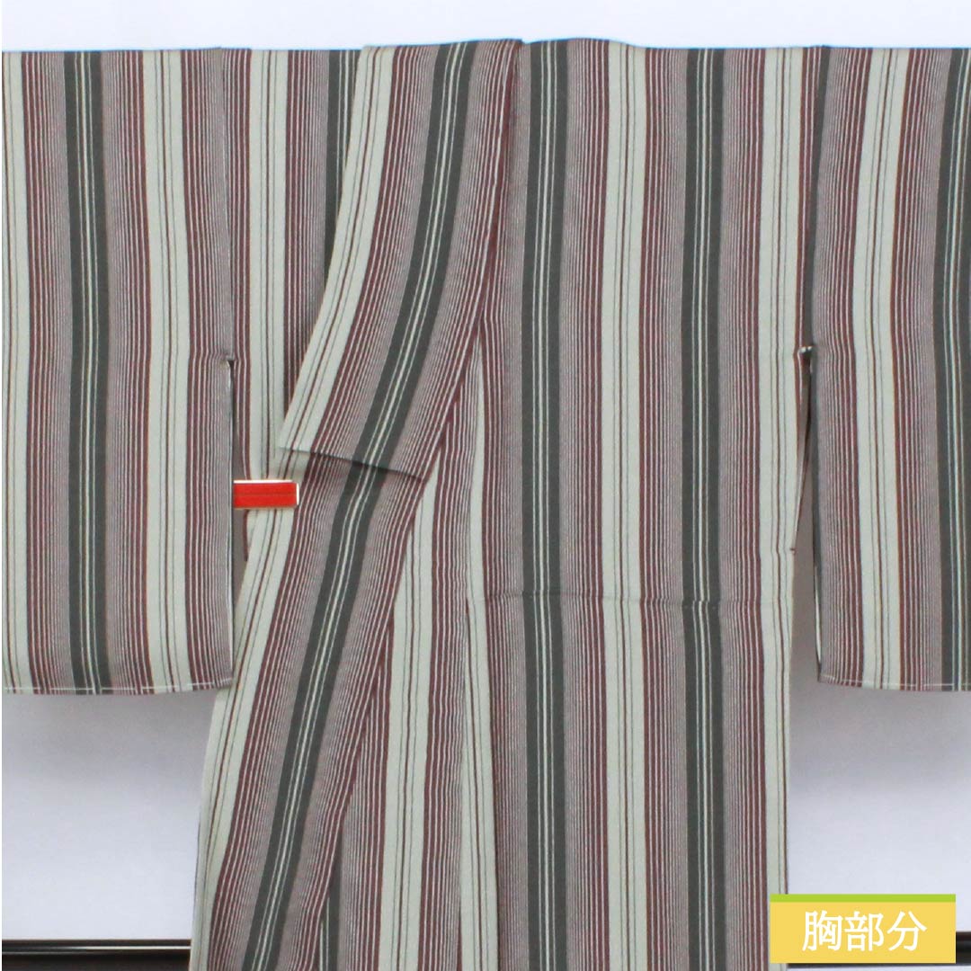 Komon (small pattern) silk, S rank, length 163.5cm, sleeve length 66cm, lined, blue-and-white porcelain color, striped crepe fabric, green basting thread included, product number 1115006452419