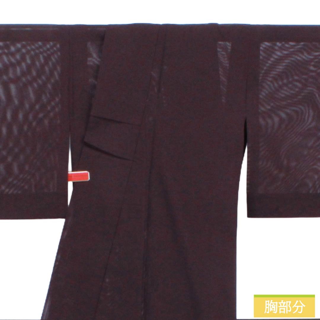 夏物 正絹 色無地 Aランク 身丈160.5cm 裄丈62.5cm 紫烏色(しうしょく) 木の葉 絽 紫系 1132004753420