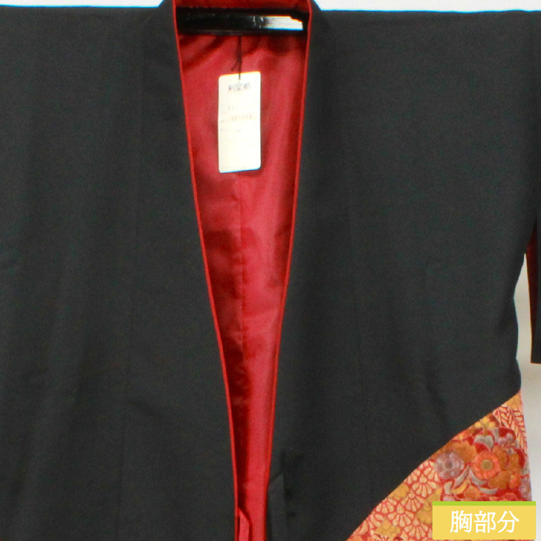 道行コート ポリエステル 身丈80cm 裄丈67cm 辻ヶ花 洗える着物 Sランク 袷 黒系 1117001122910