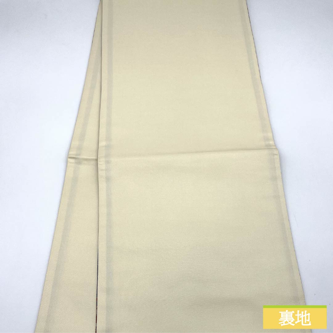 袋帯 正絹 蕎麦切色(そばきりいろ) 花模様 檜垣 京袋帯 帯丈372cm Sランク 全通 カジュアル ベージュ系 1123012792325