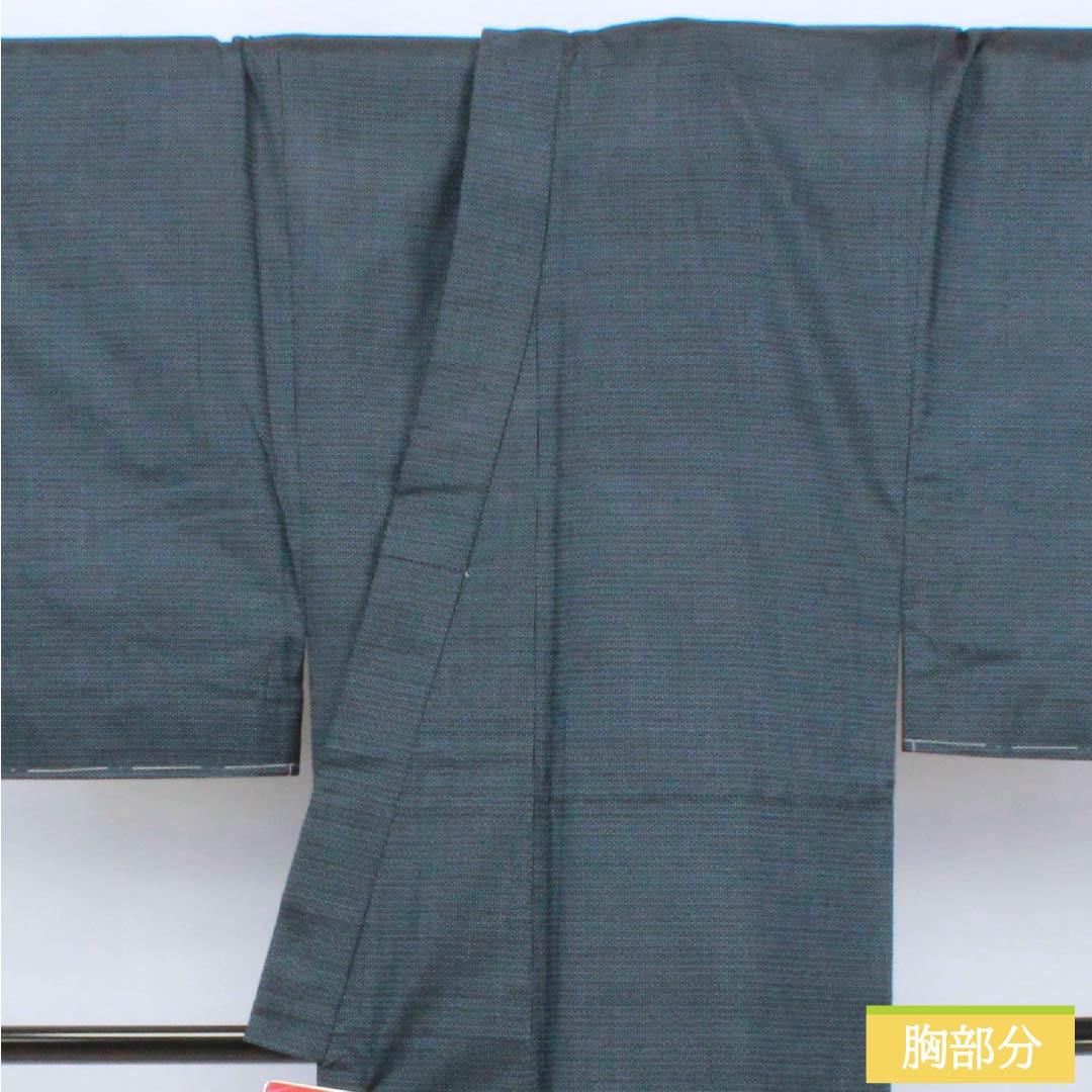 男物 正絹 Sランク 身丈138cm 裄丈65.5cm 相済茶色(あいすみちゃいろ) 大島紬 亀甲 しつけ糸付き 袷 紺系 1119001152318