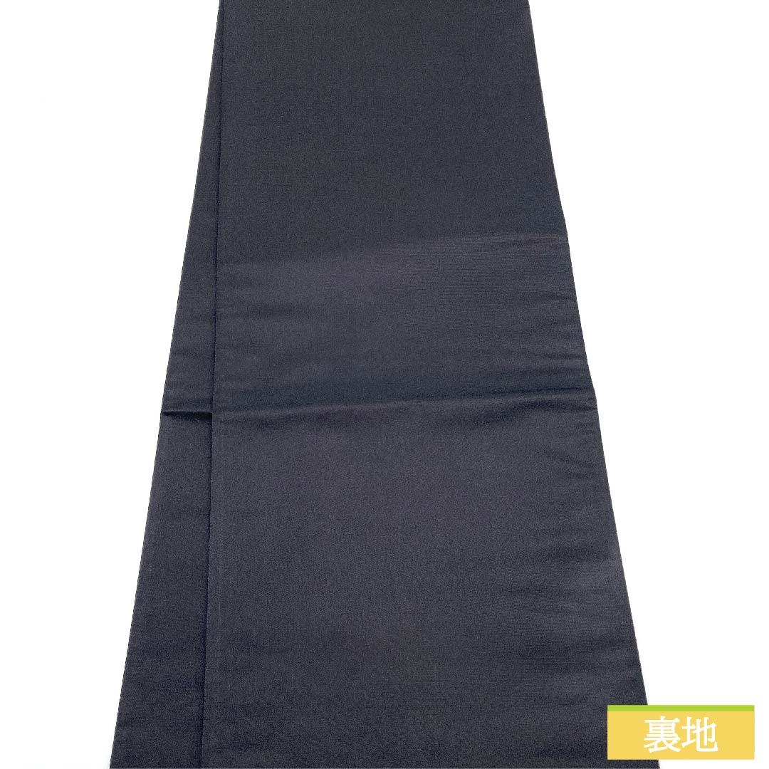 袋帯 正絹 黒色(くろいろ) 染分け 波文 帯丈436cm Sランク 六通 セミフォーマル 黒系 1123011472310