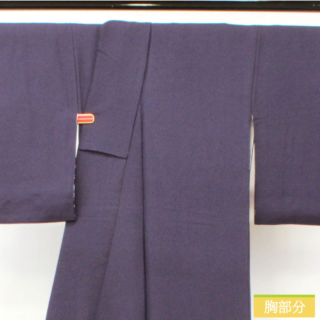 Plain color, pure silk, length 160.5cm, sleeve length 66.5cm, dark blue, one crest, plum blossom in a circle, lined, A rank, purple, 1114001293420