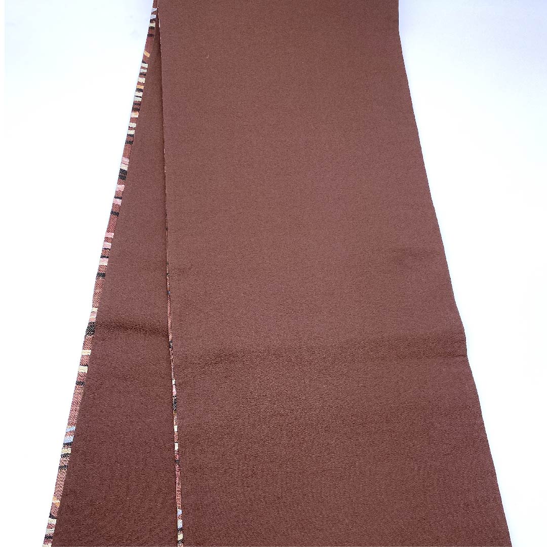 袋帯 焦色(こがれいろ) 組紐柄 帯丈441cm 正絹 Sランク 六通 カジュアル 茶系 1123009312314
