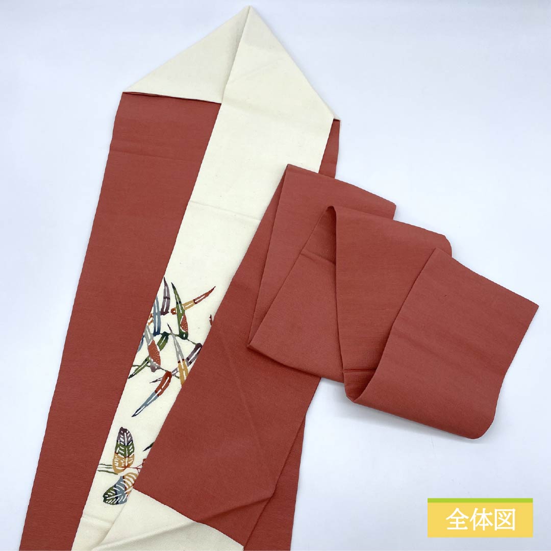 名古屋帯 乳白色色(にゅうはくしょくいろ) 京紅型 風景模様 鳥 帯丈360cm 正絹 Sランク ポイント柄 カジュアル クリーム系 1124007242315 名古屋仕立て