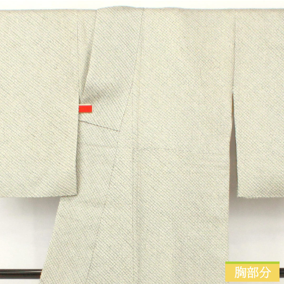 小紋 正絹 身丈155.5cm 裄丈64.5cm 袷 青白磁色(せいはくじいろ) 総絞り 疋田絞り Aランク 水色系 1115004673324