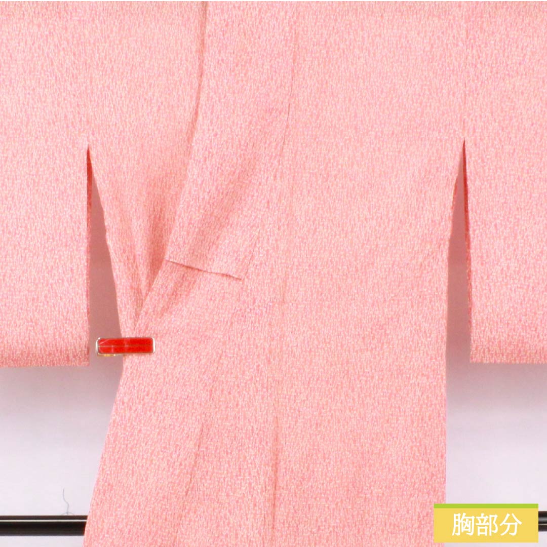 夏物 正絹 小紋 身丈157.5cm 裄丈64cm 薄紅梅色(うすこうばいいろ) 抽象模様 絽 Aランク ピンク系 1132002423313