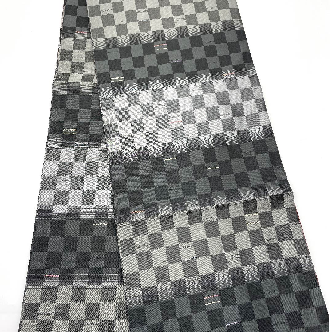 袋帯 職人七人衆 隈取 市松 河瀬満織物 帯丈452cm 正絹 Aランク 六通 カジュアル グラデーション系 1123006843499