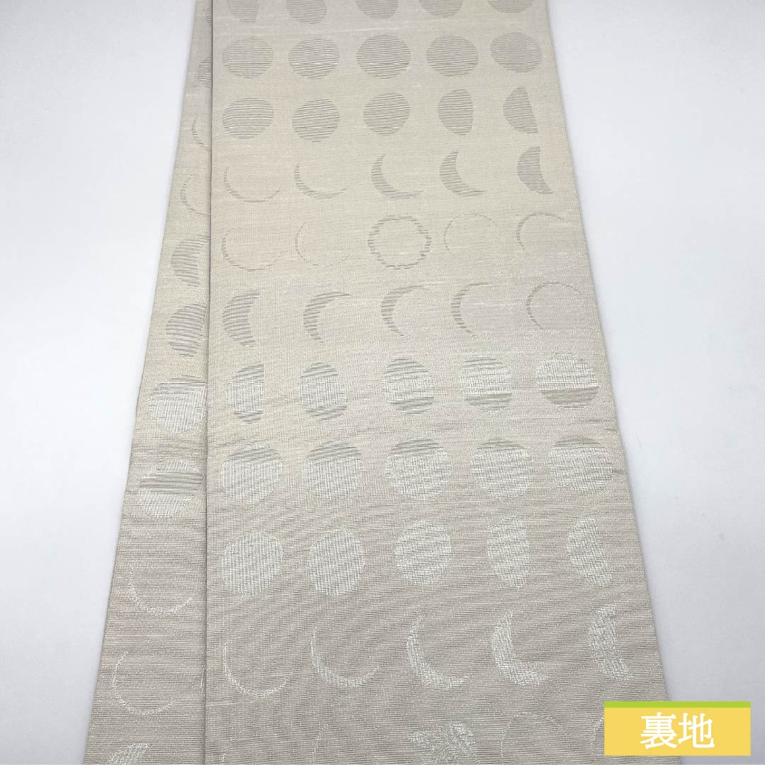 袋帯 正絹 錫色(すずいろ) 月 桜 帯丈450cm Sランク ポイント柄 フォーマル グレー系 1123014062422