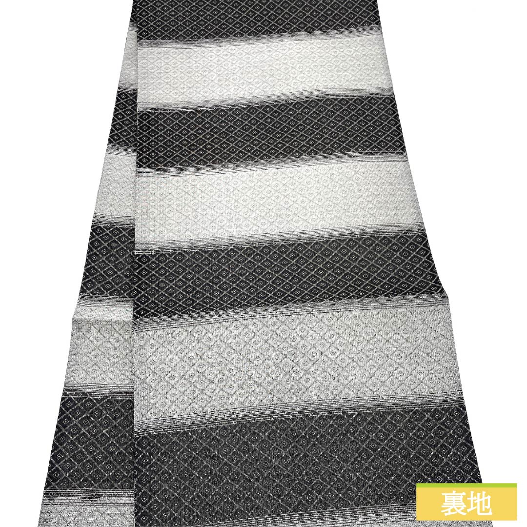 袋帯 正絹 素鼠色(すねずいろ) 万寿菊 モール 帯丈440cm Sランク 六通 カジュアル グレー系 1123012582322