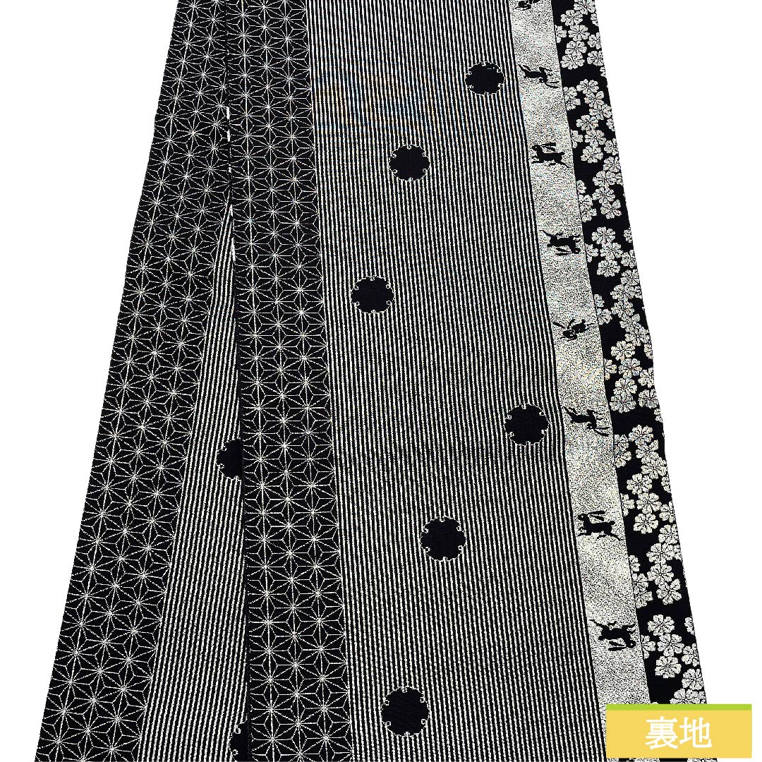 袋帯 正絹 紺鼠色(こんねずいろ) モノトーン 麻の葉 うさぎ 雪輪 帯丈458cm Sランク 全通 セミフォーマル 黒系 1123010982410