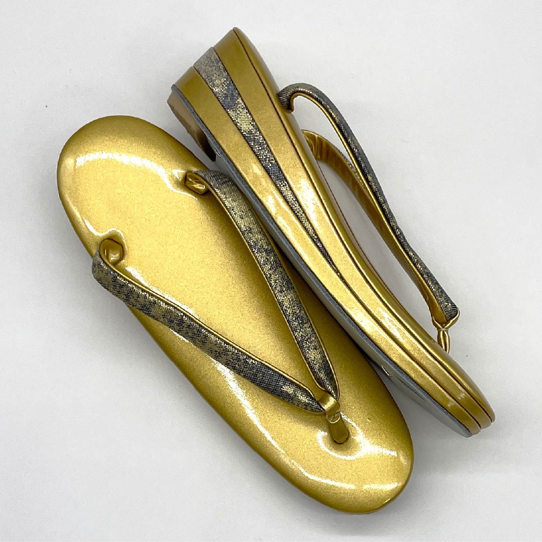 (New old stock) Formal sandal and bag set, gold, unused, seasonal flowers, floral pattern, size M, gold, rank S, 1133000172321