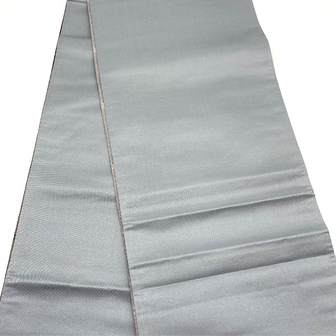 袋帯 錫色(すずいろ) 灰汁鼠色(あくねずいろ) 人間国宝 切嵌め 帯丈444cm 正絹 Aランク ポイント柄 カジュアル グレー系 1123006723322