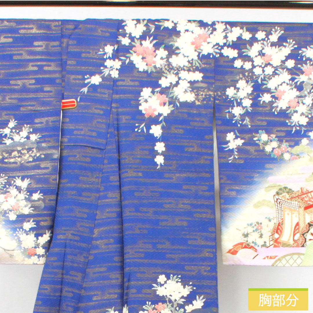 訪問着 正絹 袷 身丈156cm 裄丈66.5cm 瑠璃色 京友禅 吉祥文様 Sランク 紺系 1112003742318