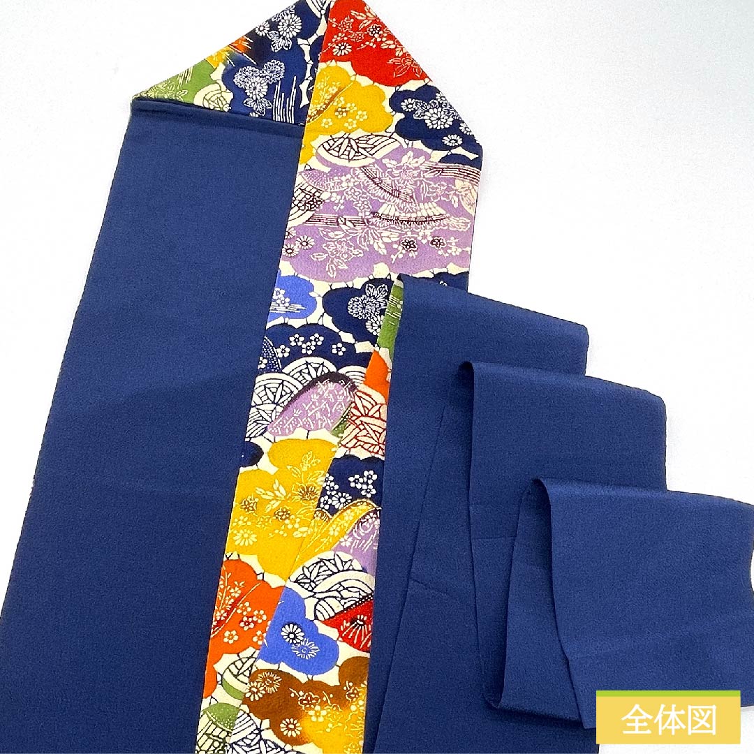 名古屋帯 鉄葡萄色 京紅型 古典柄 花 植物様 帯丈375cm 正絹 Sランク 六通 カジュアル 青系 1124005312317 名古屋仕立て