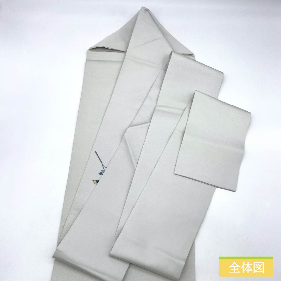 名古屋帯 正絹 Aランク 雲井鼠色(くもいねずいろ) 染め帯 童子 凧揚げ 帯丈372cm ポイント柄 カジュアル グレー系 1124009833322 名古屋仕立て