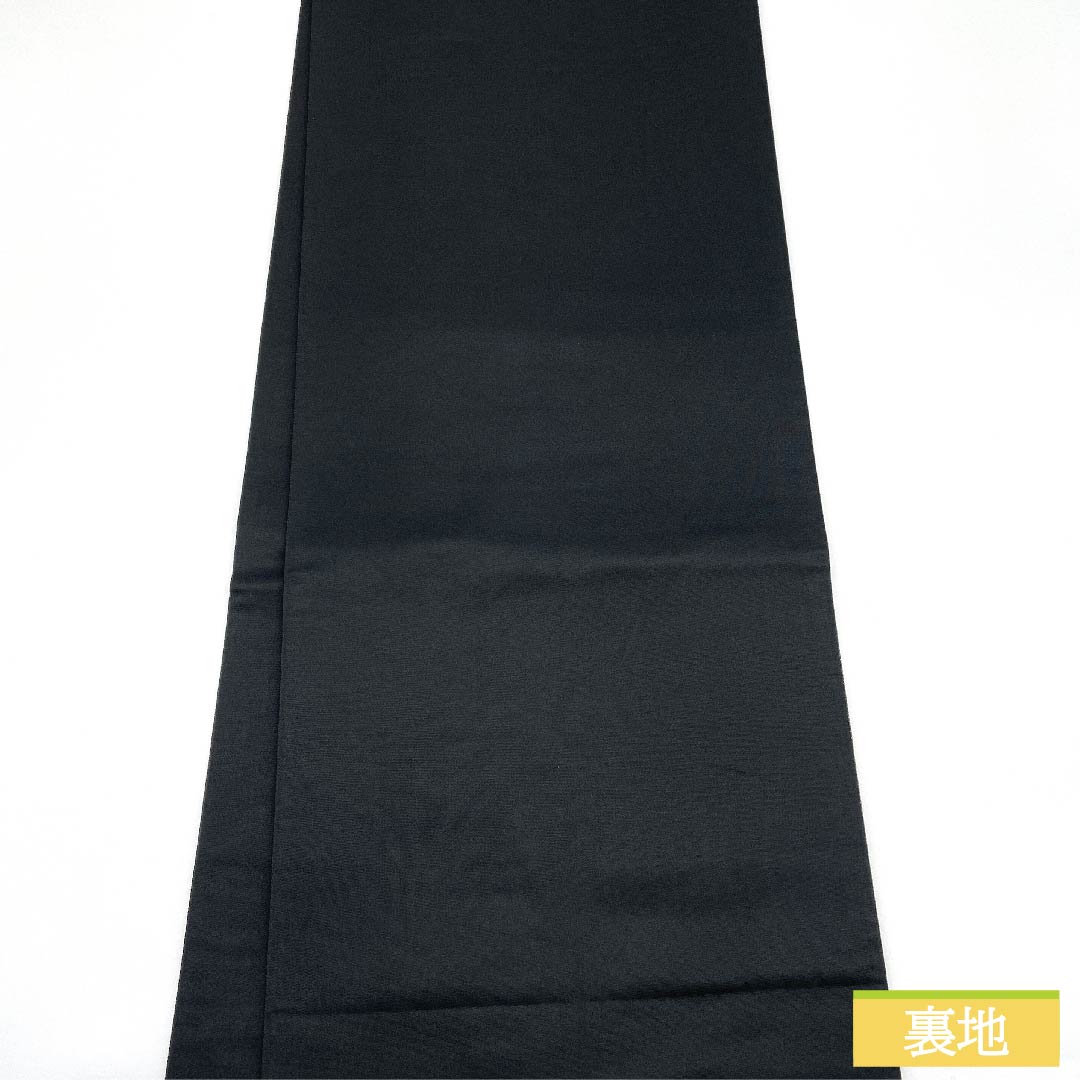 袋帯 正絹 黒色(くろいろ) 万寿菊 蝶 帯丈450cm Sランク 六通 フォーマル 黒系 1123011892410